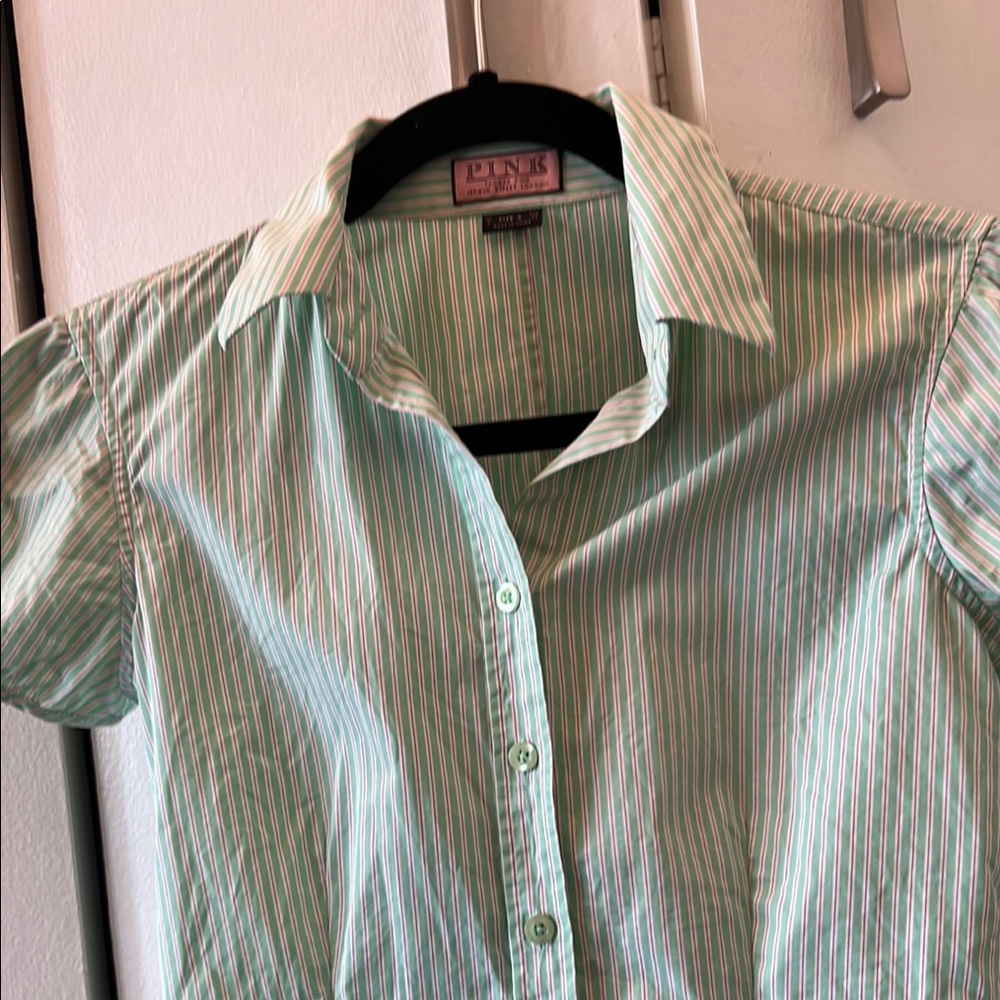 Thomas Pink Green Striped Blouse